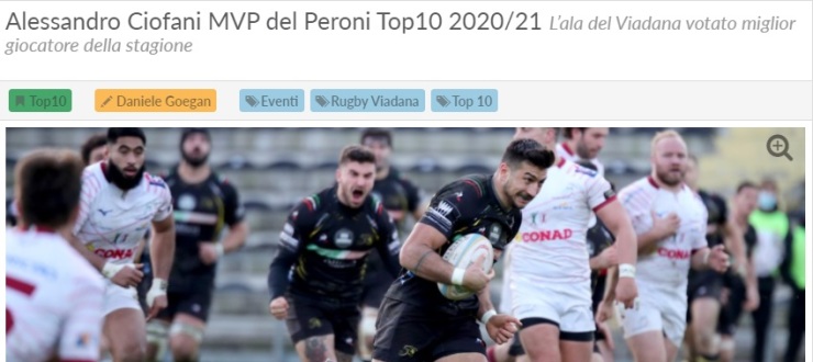 Alessandro Ciofani MVP del Peroni Top10 2020/21