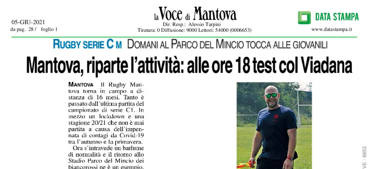 Mantova, riparte l'attività: alle ore 18 test col Viadana