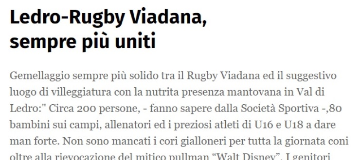 Ledro-Rugby Viadana, sempre più uniti