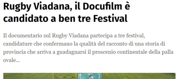 Rugby Viadana, il Docufilm è candidato a ben tre Festival
