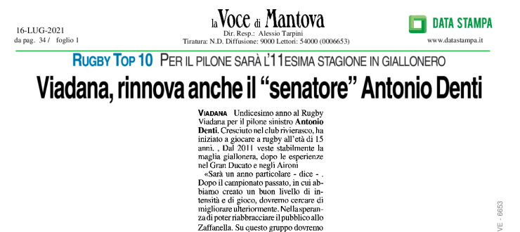 Viadana, rinnova anche il "senatore" Antonio Denti