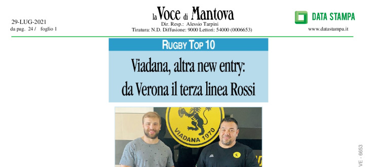 Viadana, altra new entry: da Verona il terza linea Rossi 