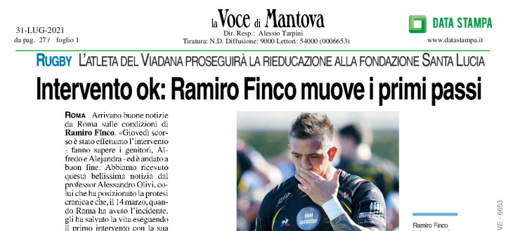 Intervento ok: Ramiro Finco muove i primi passi