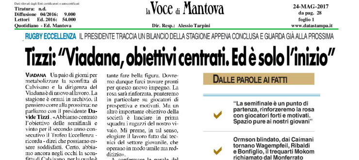 Tizzi: "Viadana, obiettivi centrati. Ed è solo l'inizio"