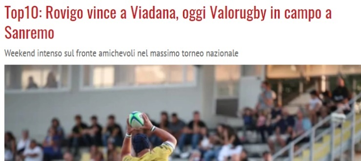 Top10: Rovigo vince a Viadana, oggi Valorugby in campo a Sanremo