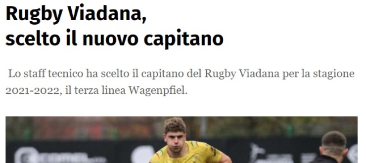 Rugby Viadana, scelto il nuovo capitano
