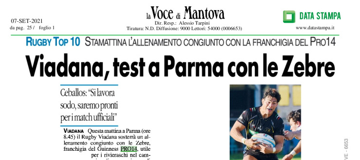Viadana, test a Parma con le Zebre