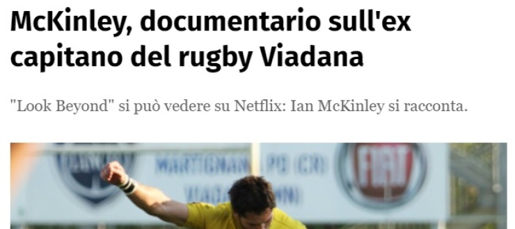 McKinley, documentario sull'ex capitano del rugby Viadana