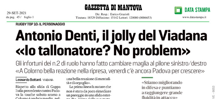 Antonio Denti, il jolly del Viadana "Io tallonatore? No problem"