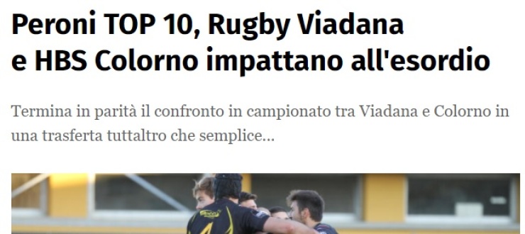 Peroni TOP 10, Rugby Viadana e HBS Colorno impattano all'esordio