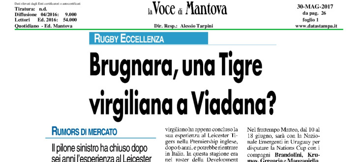 Brugnara, una tigre virgiliana a Viadana?