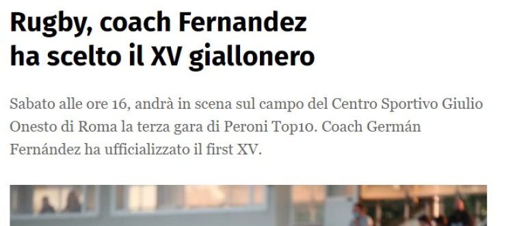Rugby, coach Fernandez ha scelto il XV giallonero