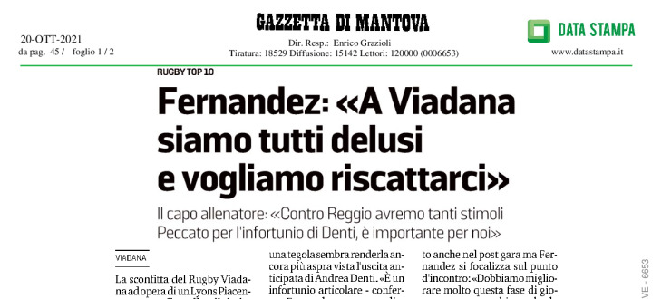 Fernandez_ "A Viadana siamo tutti delusi e vogliamo riscattarci"