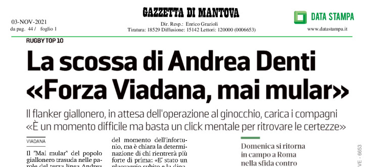 La scossa di Andrea Denti "Forza Viadana, mai mular"