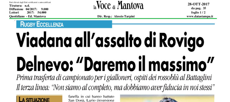 Viadana all'assalto di Rovigo. Delnevo: "Daremo il massimo"