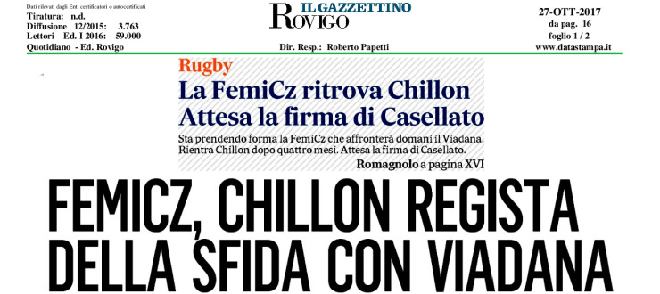 Femi-Cz, Chillon regista della sfida con Viadana