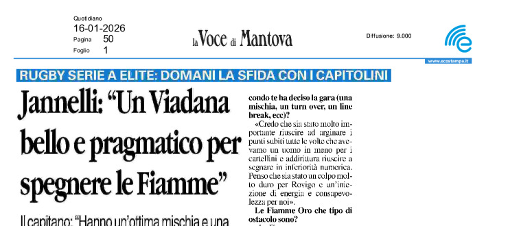 Jannelli: "Un Viadana bello e pragmatico per spegnere le Fiamme"