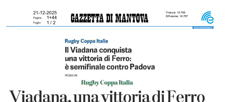 Il Viadana conquista una vittoria di Ferro. È semifinale contro Padova