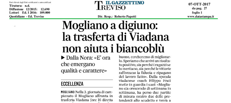 Mogliano a digiuno: la trasferta di Viadana non aiuta i biancoblù