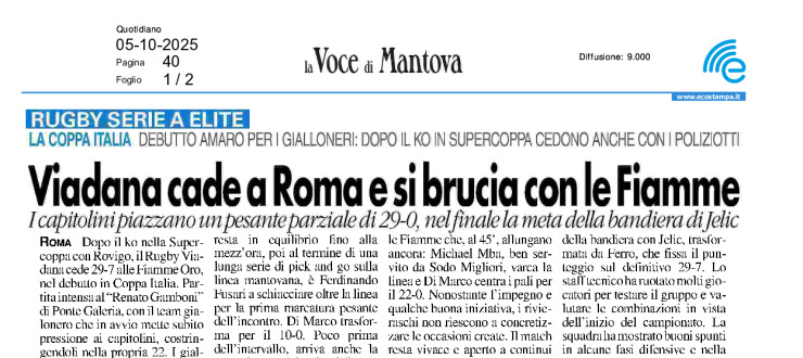 Viadana cade a Roma e si brucia con le Fiamme