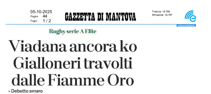 Viadana ancora ko. Gialloneri travolti dalle Fiamme Oro