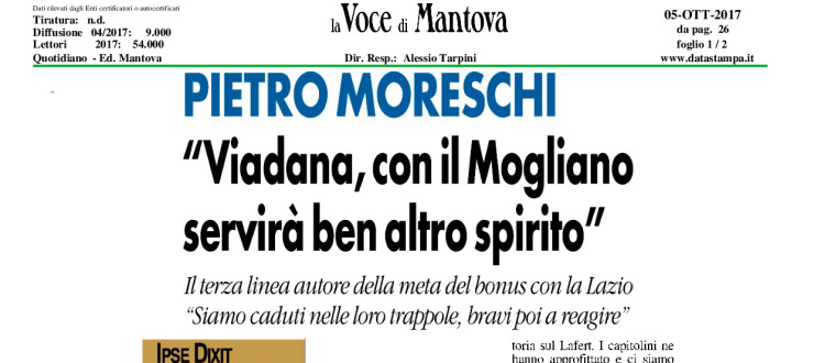 Pietro Moreschi: "Viadana, con il Mogliano servirà ben altro spirito"