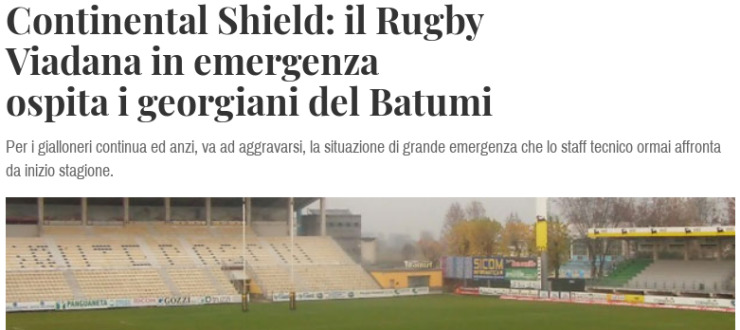 Continental Shield: il Rugby Viadana in emergenza ospita i georgiani del Batumi