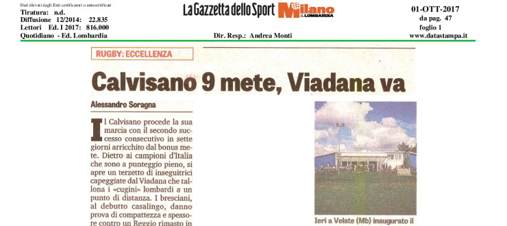 Calvisano 9 mete, Viadana va