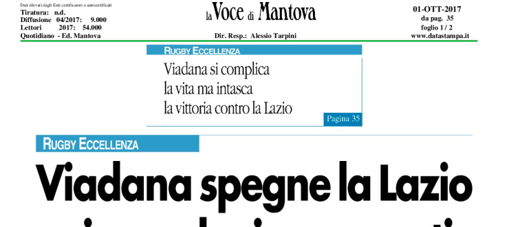 Viadana spegne la Lazio e si prende cinque punti