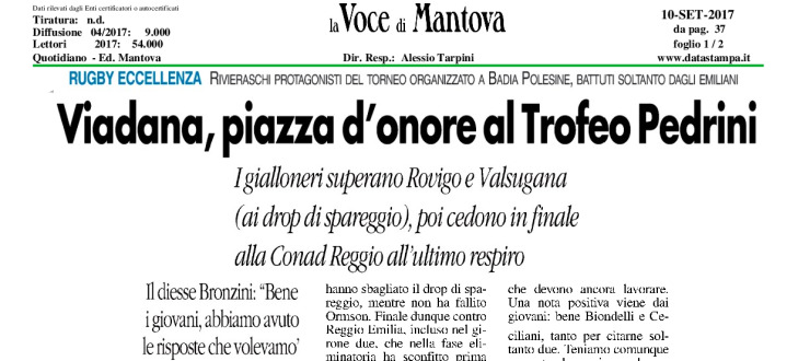 Viadana, piazza d'onore al Trofeo Pedrini