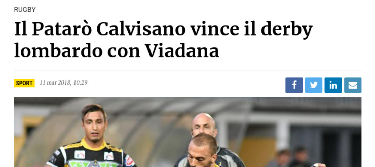 Il Patarò Calvisano vince il derby lombardo con Viadana