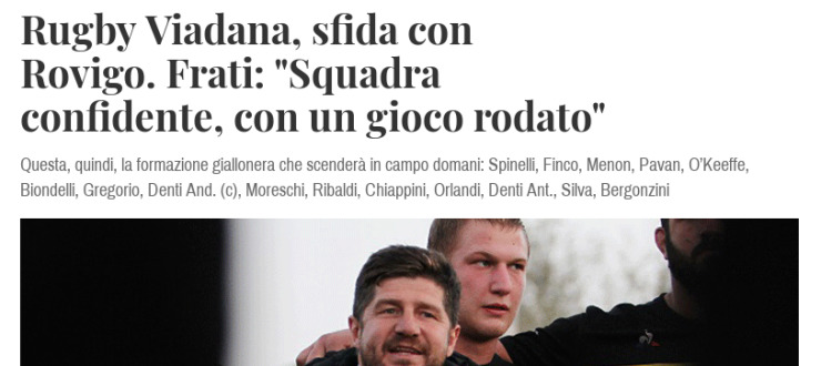 Rugby Viadana, sfida con Rovigo. Frati: "Squadra confidente, con un gioco rodato"