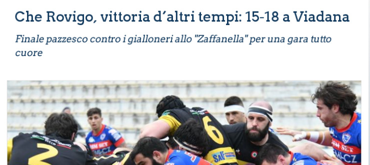 Che Rovigo, vittoria d’altri tempi: 15-18 a Viadana