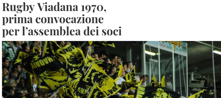 Rugby Viadana 1970, prima convocazione per l’assemblea dei soci