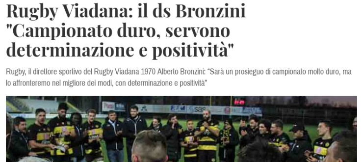 Rugby Viadana: il ds Bronzini "Campionato duro, servono determinazione e positività"