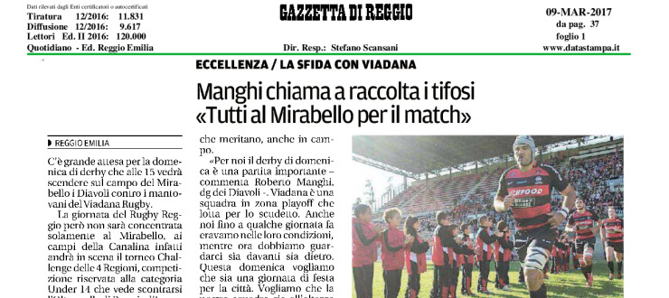 Manghi chiama a raccolta i tifosi: "Tutti al Mirabello per il match"