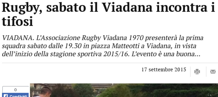 Rugby, sabato il Viadana incontra i tifosi