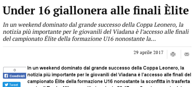 Under 16 giallonera alle finali Èlite