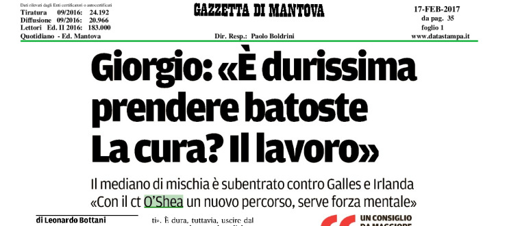 Giorgio: "È durissima prendere batoste. La cura? Il lavoro"