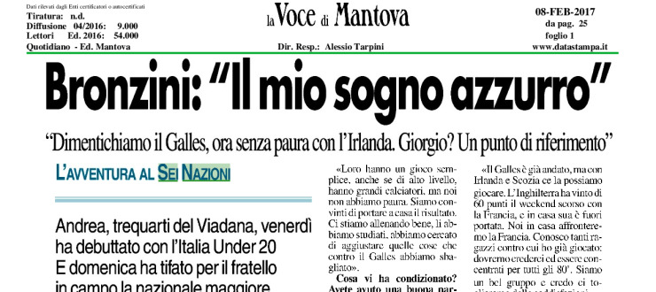 Bronzini: "Il mio sogno azzurro"