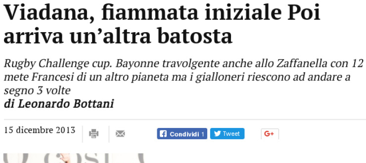 Viadana, fiammata iniziale Poi arriva un’altra batosta