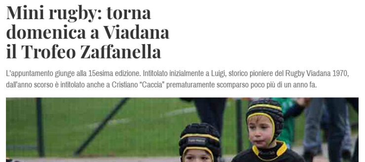 Mini rugby: torna domenica a Viadana il Trofeo Zaffanella 