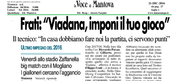 Frati: "Viadana, imponi il tuo gioco"