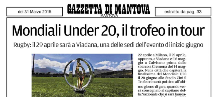 Mondiali Under 20, il trofeo in tour