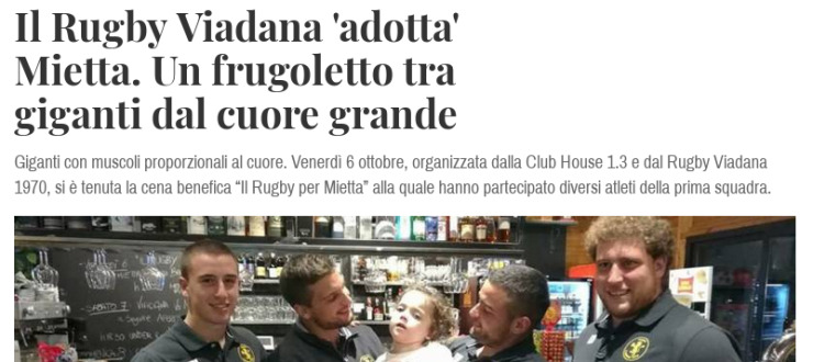 Il Rugby Viadana 'adotta' Mietta. Un frugoletto tra giganti dal cuore grande