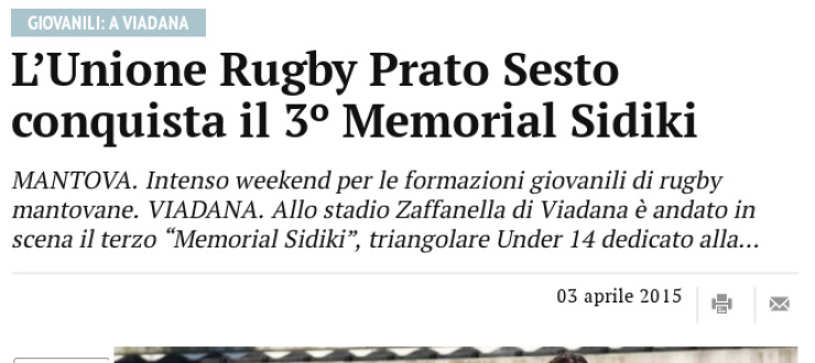 L’Unione Rugby Prato Sesto conquista il 3º Memorial Sidiki