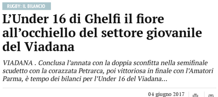 L'Under 16 di Ghelfi il fiore all’occhiello del settore giovanile del Viadana