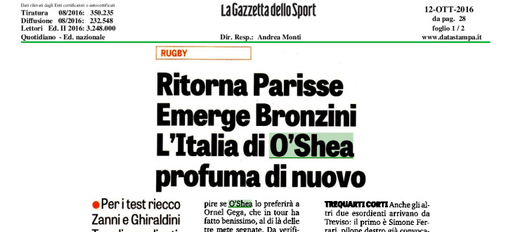 Ritorna Parisse. Emerge Bronzini. L'Italia di O'Shea profuma di nuovo