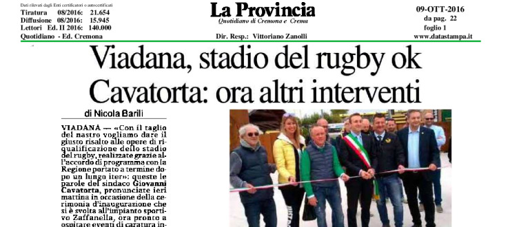 Viadana, stadio del rugby ok. Cavatorta: ora altri interventi