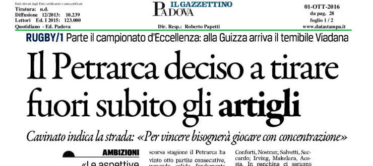 Il Petrarca deciso a tirare fuori subito gli artigli